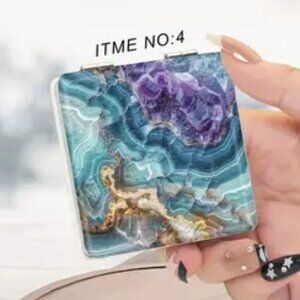 1pc  Marble Sand Texture Compact Makeup Mirror